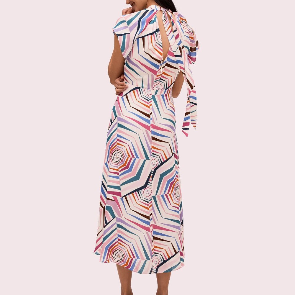 RARE! Kate Spade Geobrella Silk Midi Dress Gorgeous geometric print - Picture 3 of 11